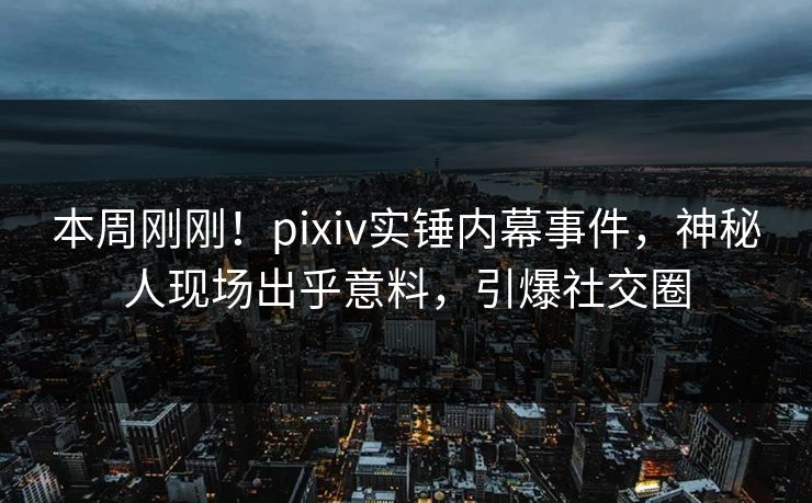 本周刚刚！pixiv实锤内幕事件，神秘人现场出乎意料，引爆社交圈