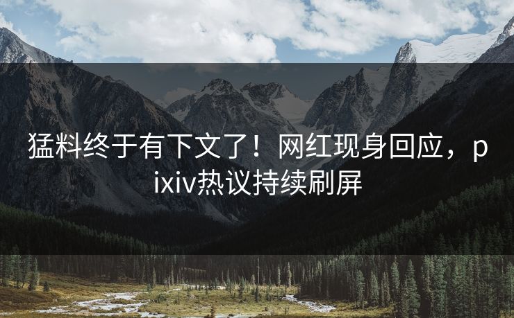 猛料终于有下文了！网红现身回应，pixiv热议持续刷屏