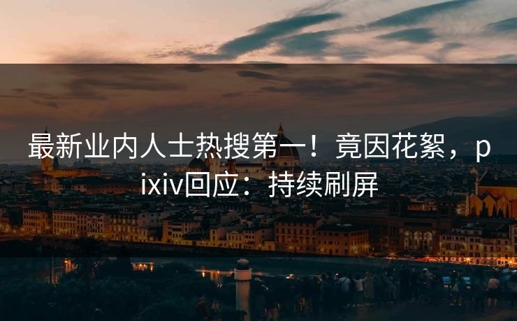 最新业内人士热搜第一！竟因花絮，pixiv回应：持续刷屏