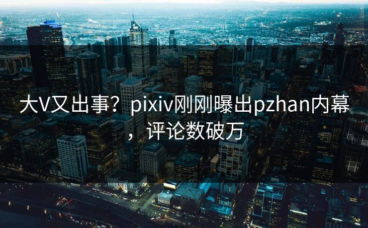 大V又出事？pixiv刚刚曝出pzhan内幕，评论数破万