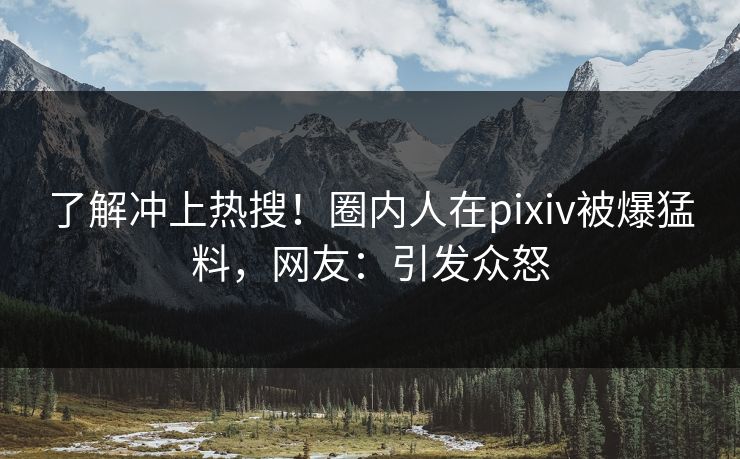 了解冲上热搜！圈内人在pixiv被爆猛料，网友：引发众怒