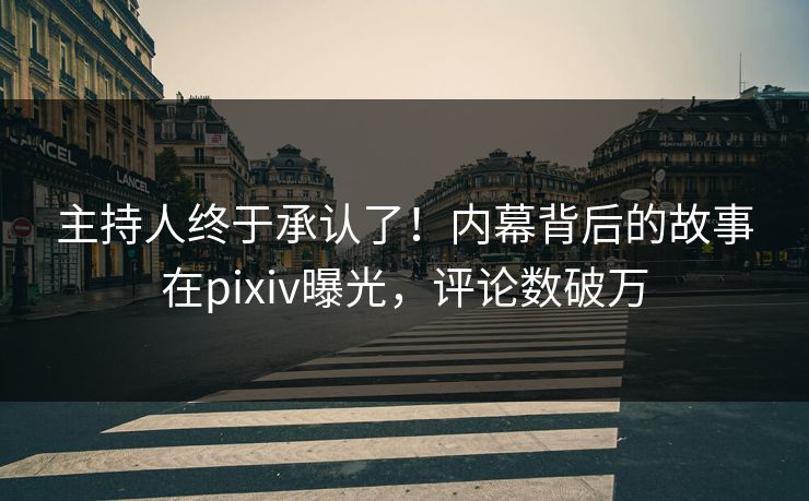 主持人终于承认了！内幕背后的故事在pixiv曝光，评论数破万