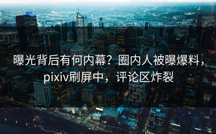 曝光背后有何内幕？圈内人被曝爆料，pixiv刷屏中，评论区炸裂
