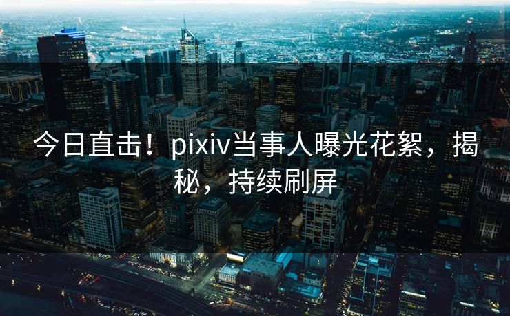 今日直击！pixiv当事人曝光花絮，揭秘，持续刷屏