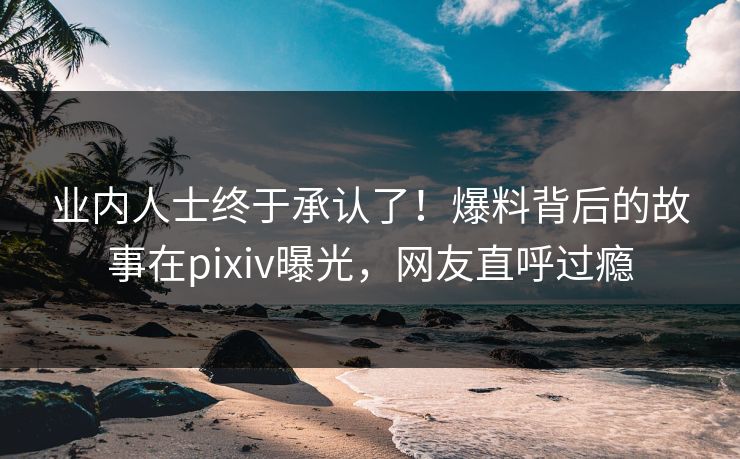 业内人士终于承认了！爆料背后的故事在pixiv曝光，网友直呼过瘾