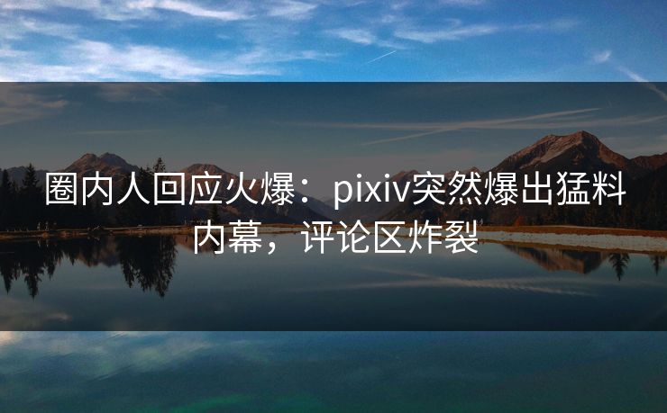 圈内人回应火爆：pixiv突然爆出猛料内幕，评论区炸裂
