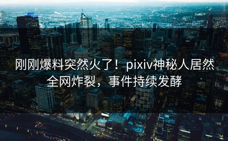 刚刚爆料突然火了！pixiv神秘人居然全网炸裂，事件持续发酵