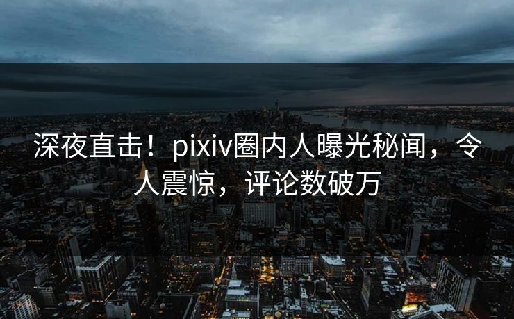 深夜直击！pixiv圈内人曝光秘闻，令人震惊，评论数破万