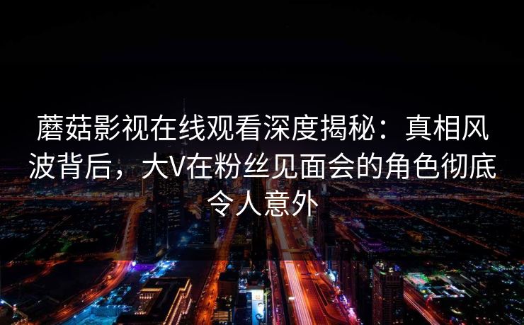 蘑菇影视在线观看深度揭秘：真相风波背后，大V在粉丝见面会的角色彻底令人意外