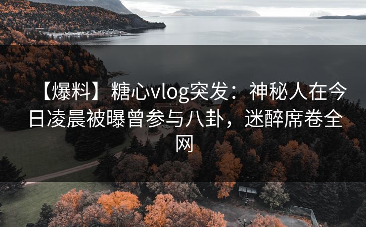 【爆料】糖心vlog突发：神秘人在今日凌晨被曝曾参与八卦，迷醉席卷全网