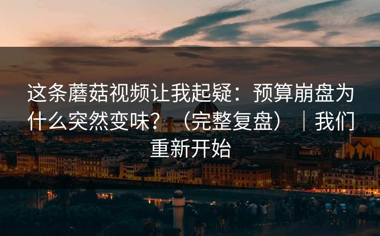 这条蘑菇视频让我起疑：预算崩盘为什么突然变味？（完整复盘）｜我们重新开始